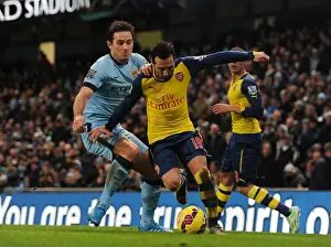 Manchester City V Arsenal 2014-15 Prints: Santi Cazorla vs. Frank Lampard: Intense Battle in Manchester City vs. Arsenal (2014-15)