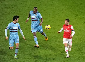 Santi Cazorla vs. Guy Demel and James Tomkins: Intense Battle at Arsenal v West Ham United (2013)