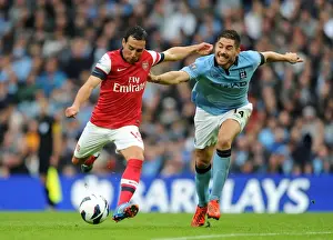 Manchester City V Arsenal 2012:13 Prints: Santi Cazorla vs Javi Garcia: Manchester City vs Arsenal - 1:1 Stalemate in the Premier League