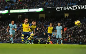 Manchester City V Arsenal 2014-15 Prints: Santi Cazorla's Dramatic Penalty: Arsenal's Victory Over Manchester City