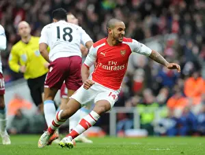 Arsenal V Aston Villa 2014-15 Prints: Santi Cazorla's Hat-Trick: Arsenal's Dominance Over Aston Villa in the Premier League (February 2015)