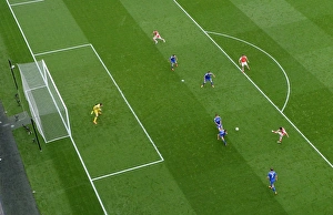 Arsenal V Chelsea 2014/15 Prints: Santi Cazorla's Shot Against Chelsea: Arsenal vs. Premier League 2015
