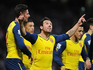 Manchester City V Arsenal 2014-15 Prints: Santi Cazorla's Thrilling Goal: Arsenal's Triumph Over Manchester City