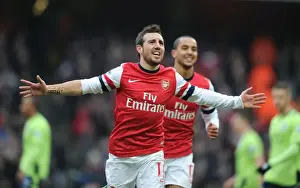 Arsenal V Aston Villa - 2012-13 Prints: Santi Cazorla's Thrilling Goal: Arsenal's Victory over Aston Villa