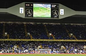 Tottenham Hotspur v Arsenal - Carling Cup 2010-11 Collection: The scoreboard shows the final result. Tottenham Hotspur 1: 4 Arsenal (aet)
