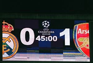 The scoreboard at full time. Real Madrid 0: 1 Arsenal. UEFA Champions League