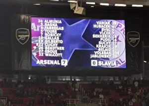 Arsenal v Slavia Prague 2007-08 Collection: The scoreboard with the full time result