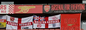 Arsenal V Norwich City 2019-20 Prints: Sea of Arsenal Flags: Arsenal Supporters Unite at Emirates Stadium vs Norwich City