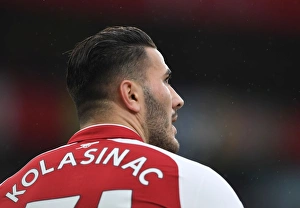 Arsenal V Tottenham Hotspur 2017-18 Prints: Sead Kolasinac in Action: Arsenal vs. Tottenham Premier League Clash (2017-18)