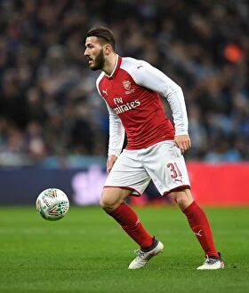 Images Dated 25th February 2018: Sead Kolasinac in Action: Arsenal vs Manchester City - Carabao Cup Final 2018