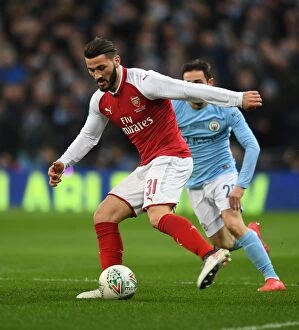 Images Dated 25th February 2018: Sead Kolasinac in Action: Arsenal vs Manchester City - Carabao Cup Final 2018