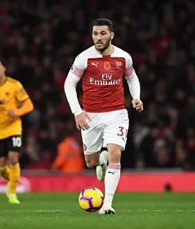 Arsenal V Wolverhampton Wanderers 2018-19 Prints: Sead Kolasinac: In Action for Arsenal Against Wolverhampton Wanderers