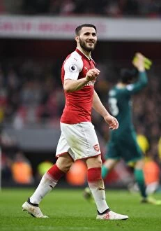 Images Dated 11th March 2018: Sead Kolasinac: Arsenal's Defensive Force Against Watford (2017-18)