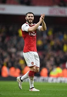 Images Dated 11th March 2018: Sead Kolasinac: Arsenal's Defensive Fortress Against Watford (2017-18)
