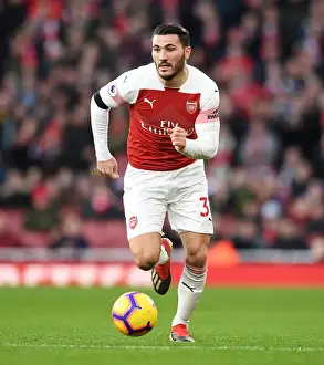 Arsenal V Fulham 2018-19 Prints: Sead Kolasinac: Arsenal's Defensive Powerhouse in Action Against Fulham