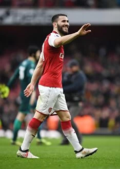 Images Dated 11th March 2018: Sead Kolasinac: Arsenal's Unyielding Defender in Action against Watford (2017-18)