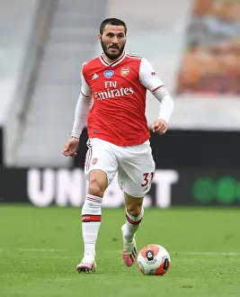 Wolverhampton Wanderers V Arsenal 2019-20 Prints: Sead Kolasinac Focuses in Wolverhampton Wanderers vs Arsenal FC Premier League Clash