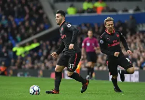 Everton V Arsenal 2017-18 Prints: Sead Kolasinac and Nacho Monreal: Focused During Everton vs Arsenal Premier League Clash (2017-18)