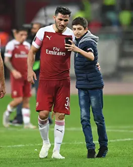 Qarabag V Arsenal 2018-19 Prints: Sead Kolasinac Post-Match Interaction with Fans: Qarabag FK vs