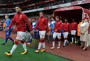 Sead Kolasinac, Rob Holding and Nacho Monreal (Arsenal) before the match. Arsenal 4 Sead Kolasinac, Rob Holding and Nacho Monreal (Arsenal) before the match. Arsenal 4