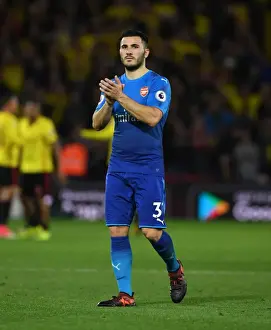 Watford V Arsenal 2017-18 Prints: Sead Kolasinac Salutes Arsenal Fans: Watford vs Arsenal, Premier League 2017-18
