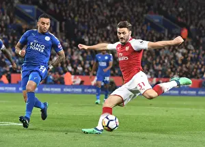 Leicester City V Arsenal 2017-18 Prints: Sead Kolasinac vs. Danny Simpson: Battle at The King Power Stadium - Leicester City vs