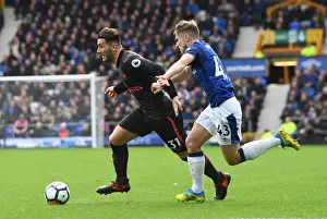 Everton V Arsenal 2017-18 Prints: Sead Kolasinac vs Dominic Calvert-Lewin: Battle at Goodison Park (Everton v Arsenal)