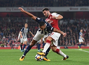 Arsenal V West Bromwich Albion 2017-18 Prints: Sead Kolasinac vs Jake Livermore: Intense Tackle in Arsenal vs West Bromwich Albion Premier League Clash
