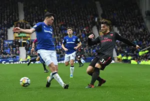 Everton V Arsenal 2017-18 Prints: Sead Kolasinac vs Michael Keane: Intense Battle at Goodison Park - Everton vs Arsenal