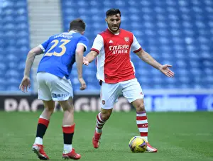Glasgow Rangers V Arsenal 2021-22 Prints: Sead Kolasinac vs Scott Wright: Clash at Ibrox - Rangers vs Arsenal Pre-Season Friendly