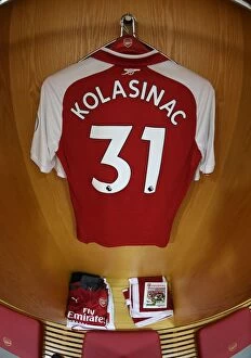 Arsenal v Leicester City 2017-18 Collection: Sead Kolasinac's Hanging Shirt: Arsenal vs Leicester City, Premier League 2017-18