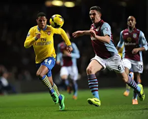 Aston Villa V Arsenal 2013-14 Prints: Serge Gnabry Closes In on Ciaran Clark - Aston Villa vs Arsenal, Premier League 2013-14