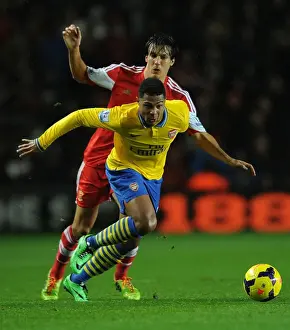 Southampton V Arsenal 2013-14 Prints: Serge Gnabry Outmaneuvers Jack Cork: Southampton vs Arsenal, Premier League 2013-14