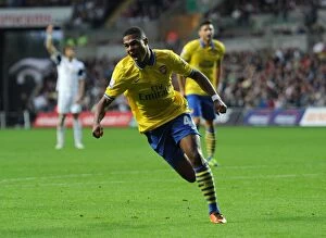 Swansea City v Arsenal 2013-14 Collection: Serge Gnabry Scores First Arsenal Goal: A Memorable Moment from Swansea City vs