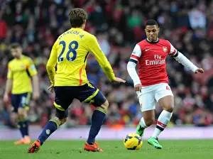 Arsenal V Sunderland 2013-14 Prints: Serge Gnabry vs Marcos Alonso: A Battle of Wings in the Premier League - Arsenal vs Sunderland