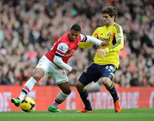 Arsenal V Sunderland 2013-14 Prints: Serge Gnabry vs. Marcos Alonso: Intense Battle at Arsenal v Sunderland
