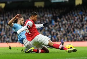 Manchester City Collection: Serge Gnabry vs. Martin Demichelis: A Battle at the Etihad - Manchester City vs