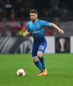 FC BATE Borisov V Arsenal 2017-18 Prints: Shkodran Mustafi in Action: Arsenal vs. BATE Borisov, UEFA Europa League 2017-18
