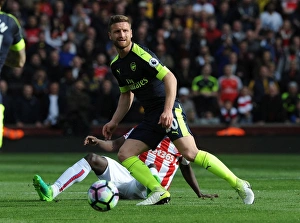 Stoke City V Arsenal 2016-17 Prints: Shkodran Mustafi in Action: Stoke City vs Arsenal, Premier League 2016-17