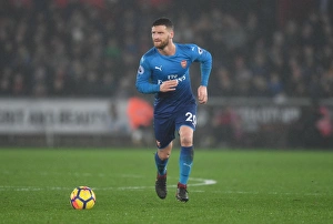 Swansea City V Arsenal 2017-18 Prints: Shkodran Mustafi in Action: Swansea City vs Arsenal, Premier League 2017-18