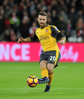 West Ham United V Arsenal 2016-17 Prints: Shkodran Mustafi in Action: West Ham United vs. Arsenal, Premier League 2016-17