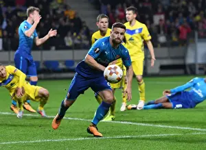 FC BATE Borisov V Arsenal 2017-18 Prints: Shkodran Mustafi: Arsenal's Defender in Action against BATE Borisov
