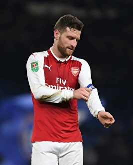 Chelsea V Arsenal - Carabao Cup 1/2 Final 1st Leg 2017-18 Prints: Shkodran Mustafi - Arsenal's Defender in Action against Chelsea in Carabao Cup Semi-Final First Leg