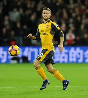 West Ham United V Arsenal 2016-17 Prints: Shkodran Mustafi: Arsenal's Defender in Action Against West Ham United