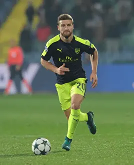 PFC Ludogorets Razgrad V Arsenal 2016-17 Prints: Shkodran Mustafi: Arsenal's Unyielding Defender in UEFA Champions League Clash against Ludogorets