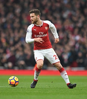 Arsenal V Tottenham Hotspur 2017-18 Prints: Shkodran Mustafi Focused: Arsenal vs. Tottenham Hotspur, Premier League 2017-18