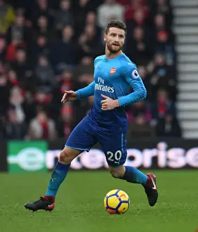 AFC Bournemouth V Arsenal 2017-18 Prints: Shkodran Mustafi Focuses in AFC Bournemouth vs Arsenal Premier League Clash
