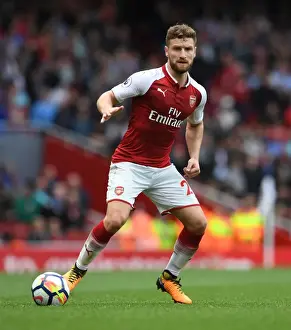 Arsenal V AFC Bournemouth 2017-18 Prints: Shkodran Mustafi Focuses in Arsenal's Battle Against AFC Bournemouth