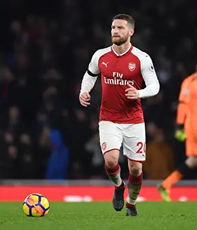 Arsenal V Crystal Palace 2017-18 Prints: Shkodran Mustafi Focuses in Arsenal's Battle Against Crystal Palace