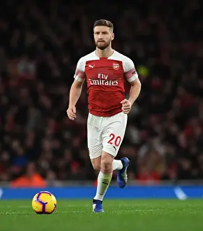 Shkodran Mustafi Focuses in Arsenal's Battle Against Huddersfield Town (Arsenal v Huddersfield Town - 2018-19)